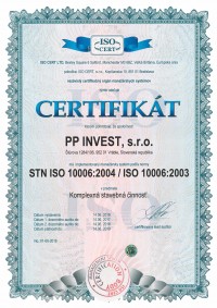 CERTIFIKÁT STN ISO 10006:2004 / ISO 10006:2003